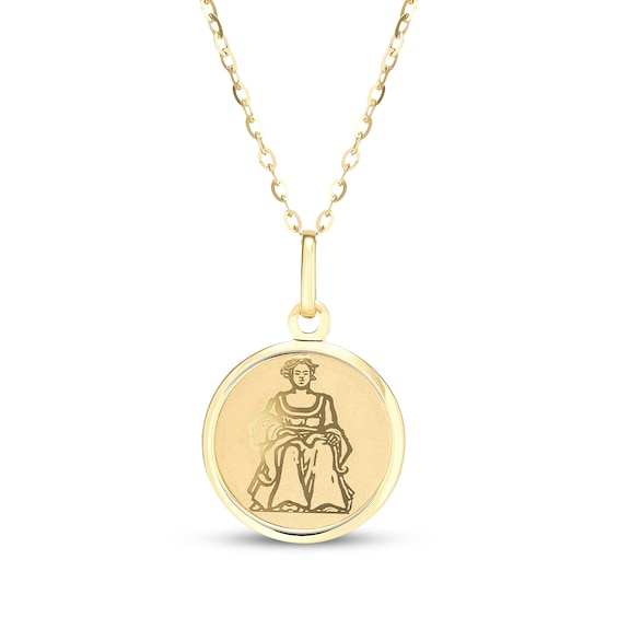 Zodiac Virgo Medallion Necklace 14K Yellow Gold 18"
