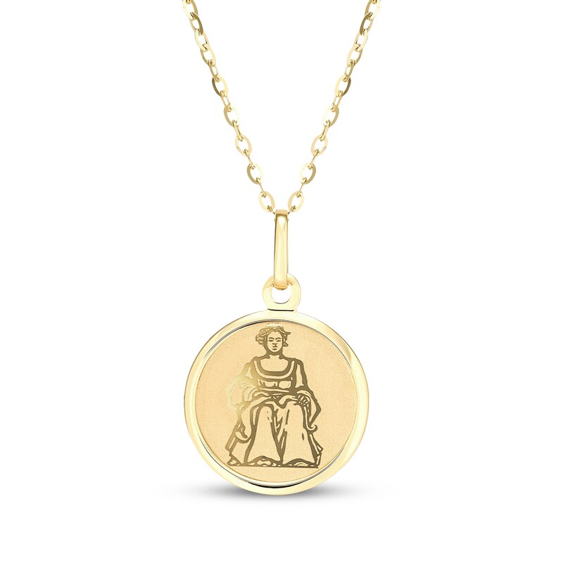 Main Image 1 of Zodiac Virgo Medallion Necklace 14K Yellow Gold 18"