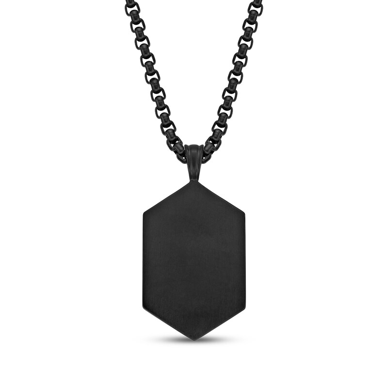 Main Image 3 of Men's Lion Head Dog Tag Necklace Black Ion-Plated Stainless Steel 24"