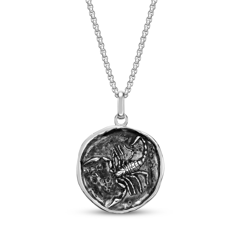 Main Image 1 of Men's Antique-Finish Scorpion Pendant Necklace Stainless Steel 24"