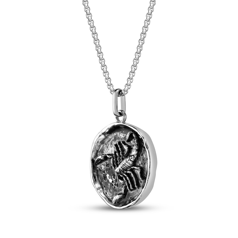 Main Image 2 of Men's Antique-Finish Scorpion Pendant Necklace Stainless Steel 24"
