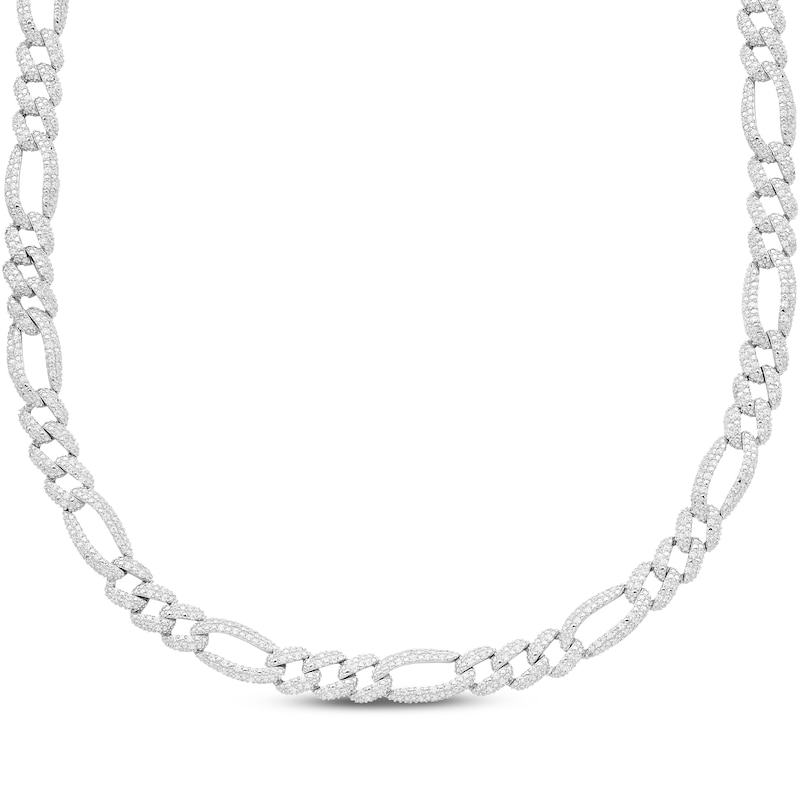 Main Image 1 of Men's Diamond Figaro Chain Necklace 2-3/4 ct tw Sterling Silver 20"