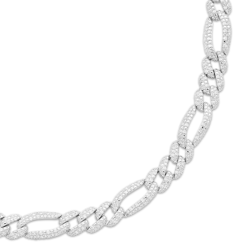 Main Image 2 of Men's Diamond Figaro Chain Necklace 2-3/4 ct tw Sterling Silver 20"