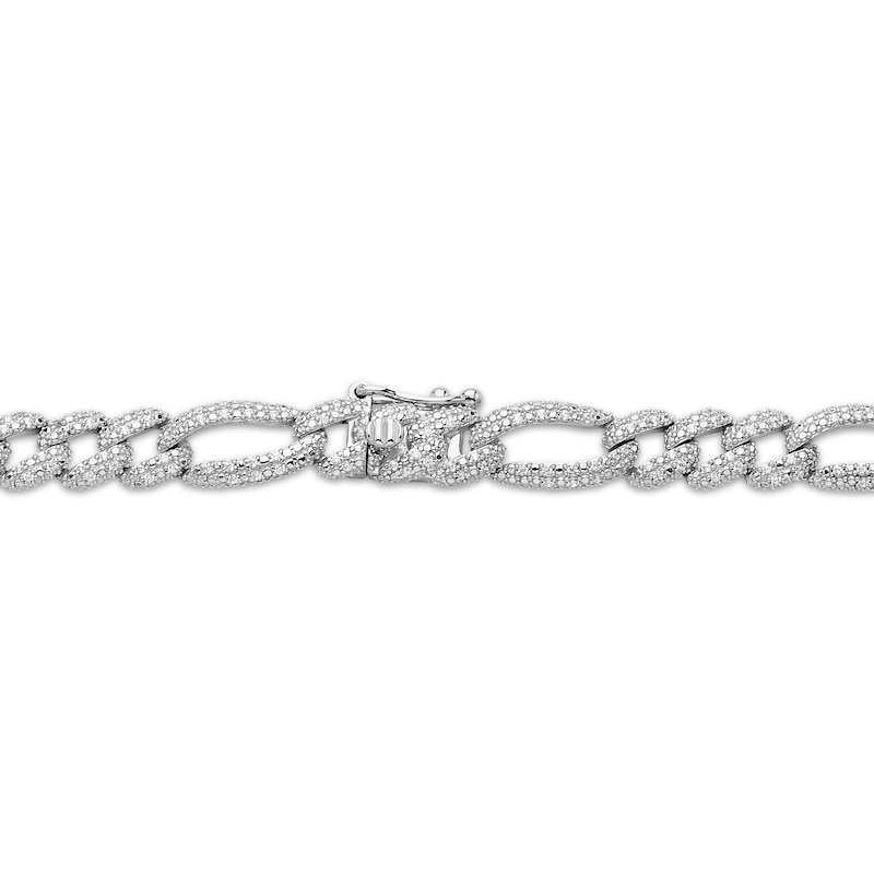 Main Image 3 of Men's Diamond Figaro Chain Necklace 2-3/4 ct tw Sterling Silver 20"