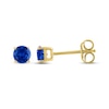 Thumbnail Image 3 of Blue Lab-Created Sapphire Solitaire Stud Earrings 10K Yellow Gold