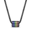 Thumbnail Image 1 of Men's Rainbow Enamel Barrel Necklace Black Ion-Plated Stainless Steel 24"