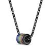 Thumbnail Image 2 of Men's Rainbow Enamel Barrel Necklace Black Ion-Plated Stainless Steel 24"