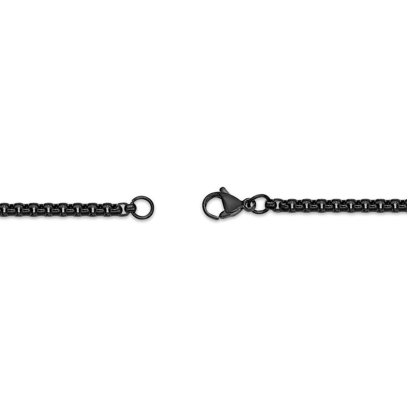 Main Image 3 of Men's Rainbow Enamel Barrel Necklace Black Ion-Plated Stainless Steel 24"