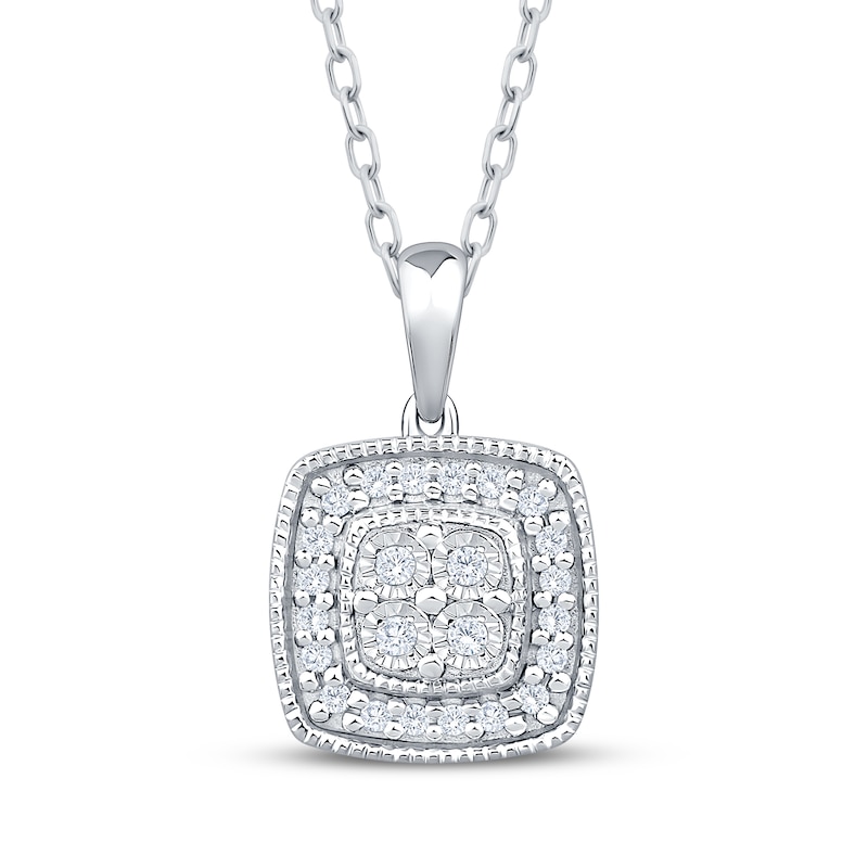 Main Image 2 of Diamond Vintage-Inspired Cushion-Shaped Gift Set 3/8 ct tw Sterling Silver