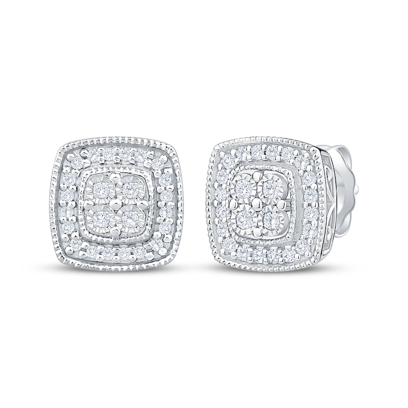 Main Image 3 of Diamond Vintage-Inspired Cushion-Shaped Gift Set 3/8 ct tw Sterling Silver