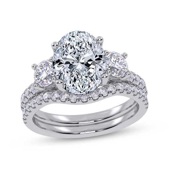 Adore Oval & Round-Cut Lab-Grown Diamond Three-Stone Bridal Set 3 ct tw 14K White Gold