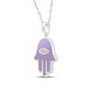 Thumbnail Image 2 of Diamond Accent & Purple Enamel Hamsa Necklace Sterling Silver 18"