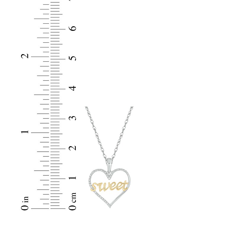 Main Image 3 of Diamond "Sweet" Heart Necklace 1/20 ct tw Sterling Silver with 24K Yellow Gold Vermeil 18"