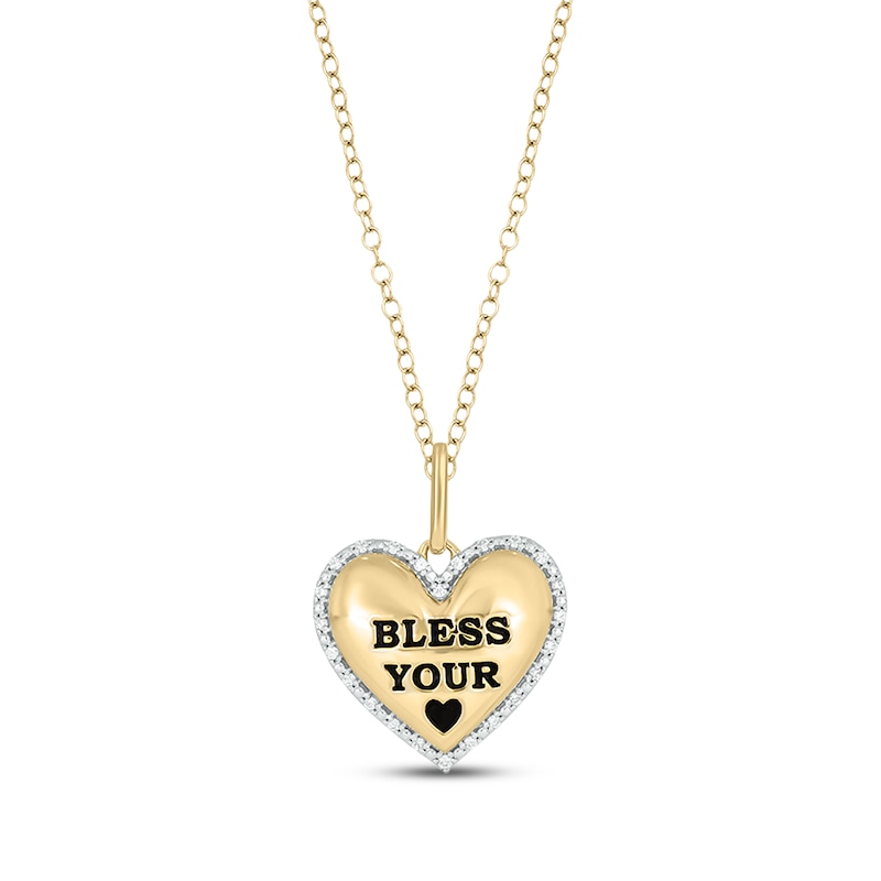 Main Image 1 of Diamond "Bless Your Heart" Necklace 1/20 ct tw 24K Yellow Gold Vermeil Sterling Silver 18"