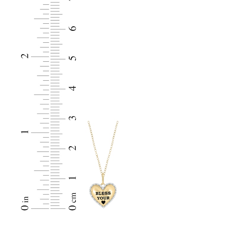 Main Image 3 of Diamond "Bless Your Heart" Necklace 1/20 ct tw 24K Yellow Gold Vermeil Sterling Silver 18"