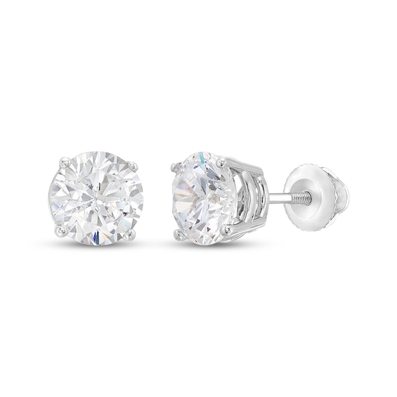 Round-Cut Lab-Grown Diamond Solitaire Stud Earrings 2 ct tw 14K White Gold (F/SI2)