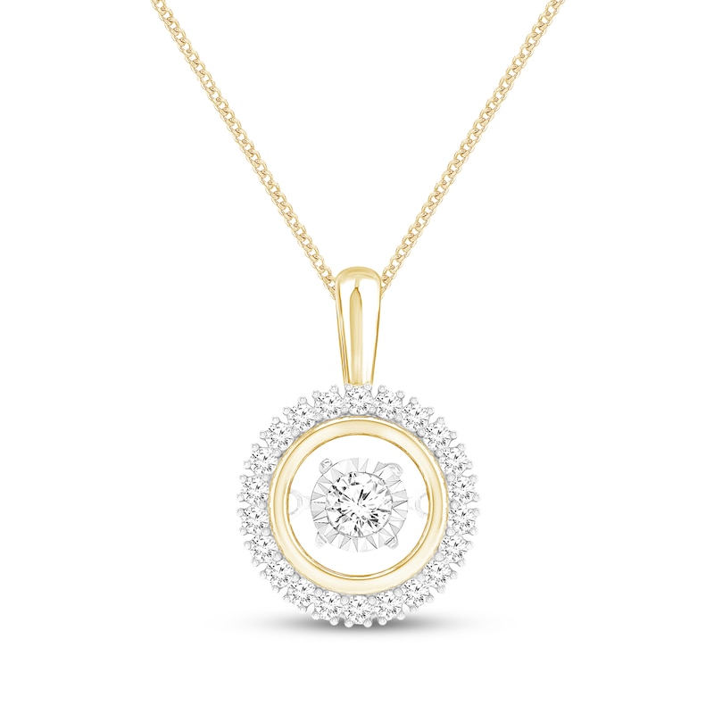 Main Image 1 of Unstoppable Love Diamond Halo Necklace 1/3 ct tw 10K Yellow Gold 19"