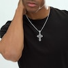 Thumbnail Image 2 of Men's Black & White Diamond Cross Charm 2-1/2 ct tw Sterling Silver