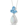 Thumbnail Image 2 of Pear-Shaped Swiss Blue Topaz, Lab-Created Opal & White Lab-Created Sapphire Necklace Sterling Silver 18"
