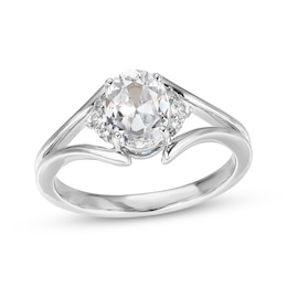 Oval-Cut White Lab-Created Sapphire Ring Sterling Silver