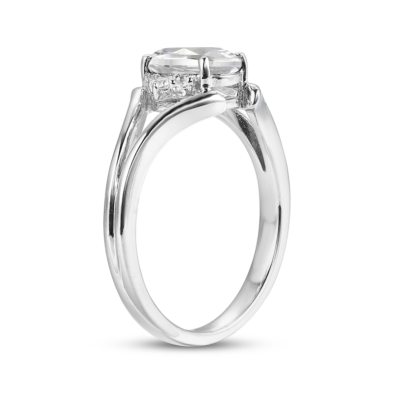 Main Image 2 of Oval-Cut White Lab-Created Sapphire Ring Sterling Silver