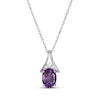 Thumbnail Image 1 of Oval-Cut Amethyst & White Lab-Created Sapphire Necklace Sterling Silver 18"