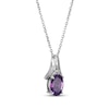 Thumbnail Image 2 of Oval-Cut Amethyst & White Lab-Created Sapphire Necklace Sterling Silver 18"