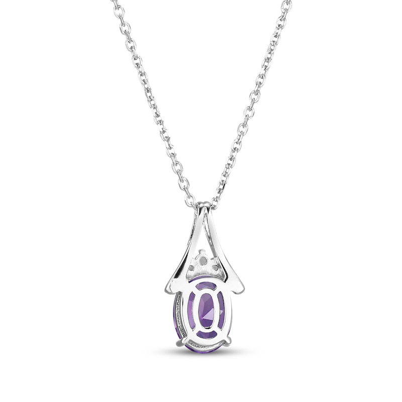 Main Image 3 of Oval-Cut Amethyst & White Lab-Created Sapphire Necklace Sterling Silver 18"