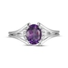 Thumbnail Image 3 of Oval-Cut Amethyst & White Lab-Created Sapphire Ring Sterling Silver