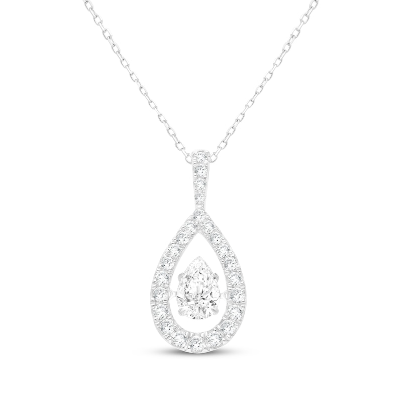 Main Image 1 of Unstoppable Love Pear-Shaped Lab-Grown Diamond Necklace 1 ct tw 10K White Gold 18"