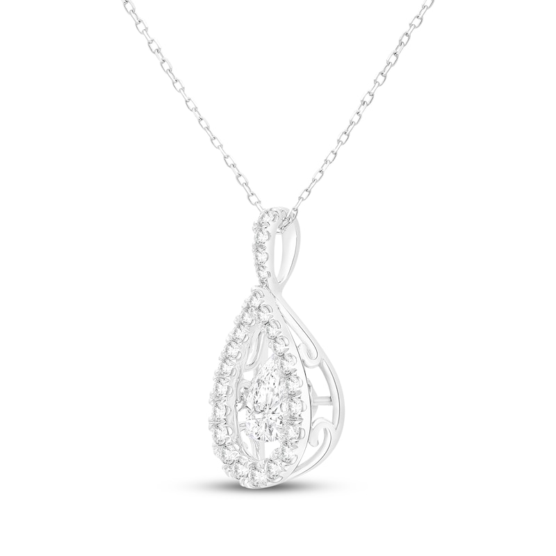 Main Image 2 of Unstoppable Love Pear-Shaped Lab-Grown Diamond Necklace 1 ct tw 10K White Gold 18"