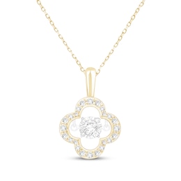 Unstoppable Love Lab-Grown Diamond Clover Frame Necklace 1/3 ct tw 10K Yellow Gold 18"