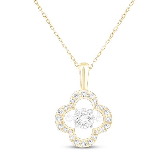 Unstoppable Love Lab-Grown Diamond Clover Frame Necklace 1/3 ct tw 10K Yellow Gold 18"