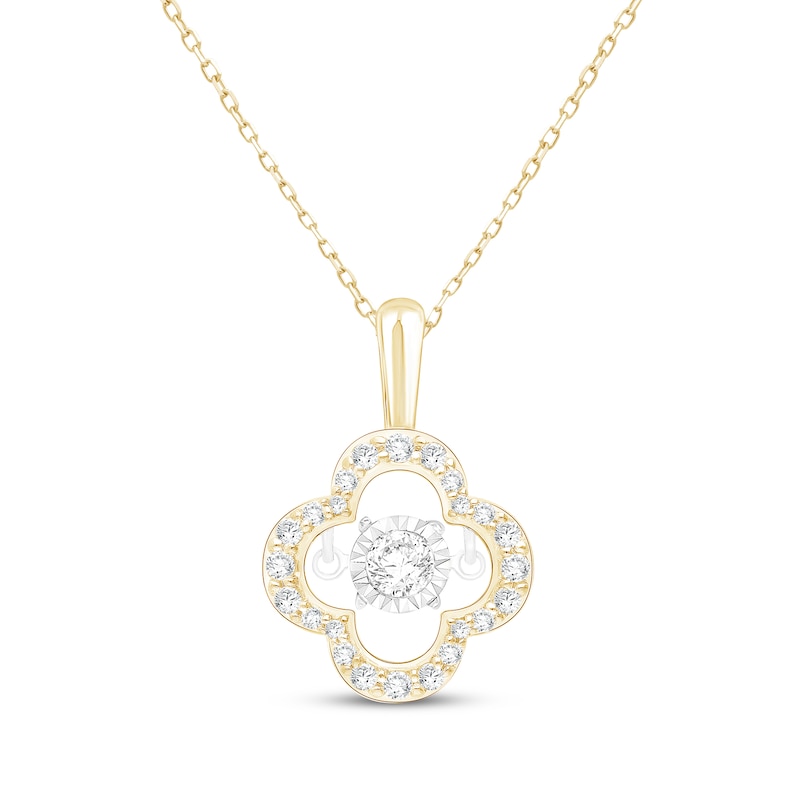 Main Image 1 of Unstoppable Love Lab-Grown Diamond Clover Frame Necklace 1/3 ct tw 10K Yellow Gold 18"