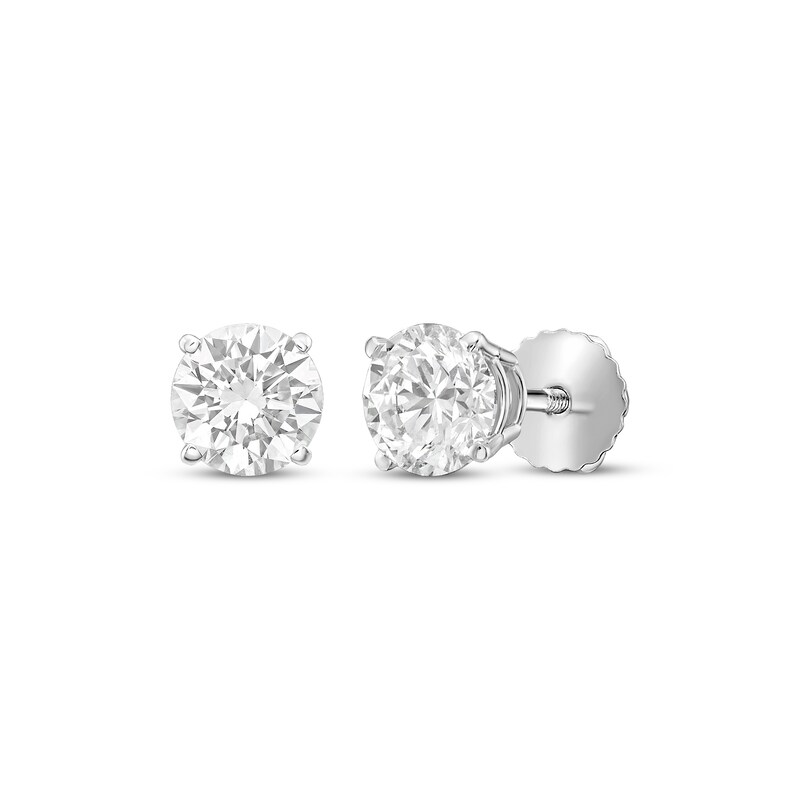 Main Image 1 of Round-Cut Diamond Solitaire Stud Earrings 1 ct tw 10K White Gold (I/I3)