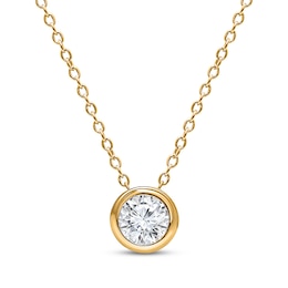 KAY Lab-Grown Diamonds Round-Cut Bezel-Set Solitaire Necklace 1/5 ct tw 10K Yellow Gold 18" (F/VS2)