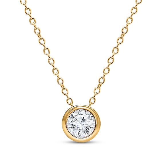 KAY Lab-Grown Diamonds Round-Cut Bezel-Set Solitaire Necklace 1/5 ct tw 10K Yellow Gold 18" (F/VS2)