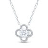 Thumbnail Image 1 of KAY Lab-Grown Diamonds Round-Cut Solitaire Clover Frame Necklace 1/8 ct tw Sterling Silver 18" (F/SI2)