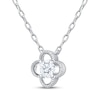 Thumbnail Image 2 of KAY Lab-Grown Diamonds Round-Cut Solitaire Clover Frame Necklace 1/8 ct tw Sterling Silver 18" (F/SI2)