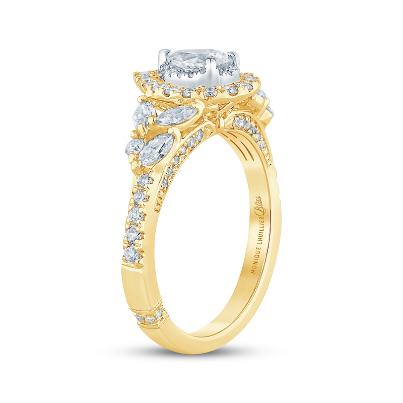 Main Image 2 of Monique Lhuillier Bliss Pear-Shaped Diamond Double Halo Engagement Ring 1-1/4 ct tw 18K Two-Tone Gold