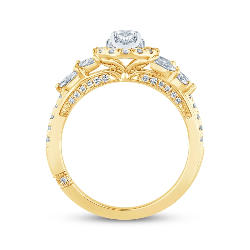 Main Image 3 of Monique Lhuillier Bliss Pear-Shaped Diamond Double Halo Engagement Ring 1-1/4 ct tw 18K Two-Tone Gold