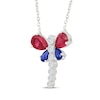 Thumbnail Image 2 of Lab-Created Ruby, Blue & White Lab-Created Sapphire Dragonfly Necklace Sterling Silver 18"