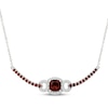 Thumbnail Image 1 of Cushion-Cut Garnet & White Lab-Created Sapphire Link Necklace Sterling Silver 18"