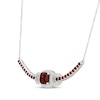 Thumbnail Image 2 of Cushion-Cut Garnet & White Lab-Created Sapphire Link Necklace Sterling Silver 18"