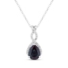 Thumbnail Image 1 of Pear-Shaped Lab-Created Alexandrite & White Lab-Created Sapphire Twist Drop Necklace Sterling Silver 18"
