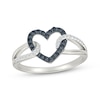 Thumbnail Image 1 of Black & White Diamond Open Heart & Loop Fashion Ring 1/5 ct tw Sterling Silver