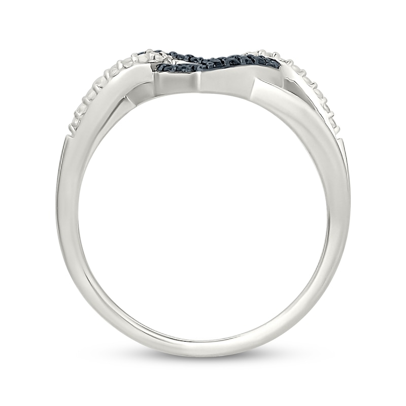Main Image 3 of Black & White Diamond Open Heart & Loop Fashion Ring 1/5 ct tw Sterling Silver