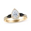 Thumbnail Image 1 of Adore Pear-Shaped White & Black Diamond Three-Stone Engagement Ring 1 ct tw 14K Yellow Gold