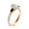 Thumbnail Image 2 of Adore Pear-Shaped White & Black Diamond Three-Stone Engagement Ring 1 ct tw 14K Yellow Gold
