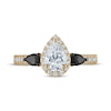 Thumbnail Image 3 of Adore Pear-Shaped White & Black Diamond Three-Stone Engagement Ring 1 ct tw 14K Yellow Gold